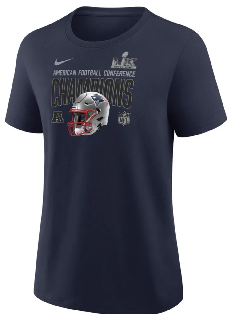 Nike Navy New England Patriots 2025 AFC Champions Helmet T-Shirt women’s SM new